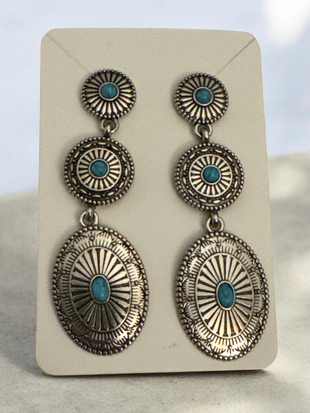 Turquoise Accent Silver Drop Earrings - Women Jewelry